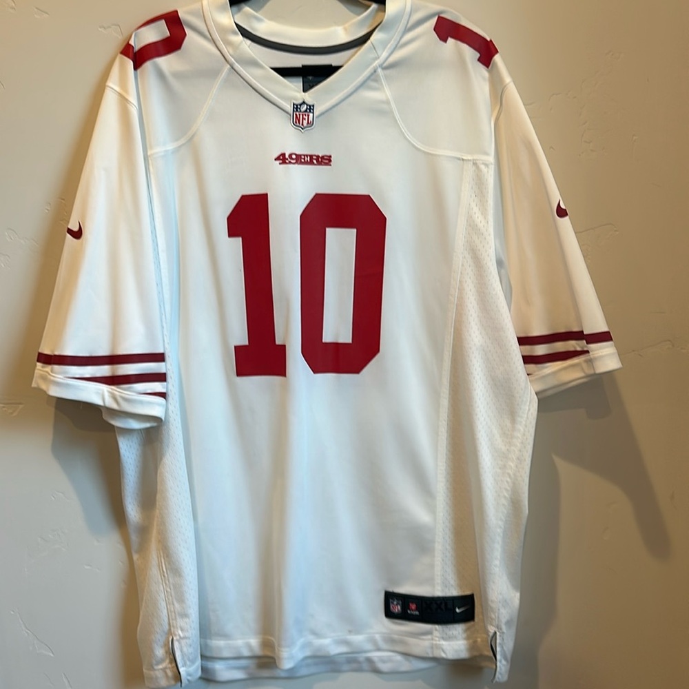 Nike men’s 49ers road white, Jimmy Garopollo #10 jersey, XXL.